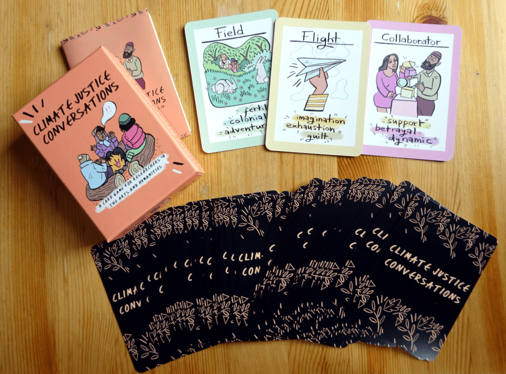 A copy of the print version of the Climate Justice Conversations card game