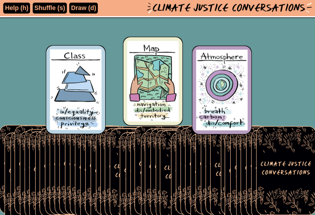 A screenshot of the Climate Justice Conversations online game